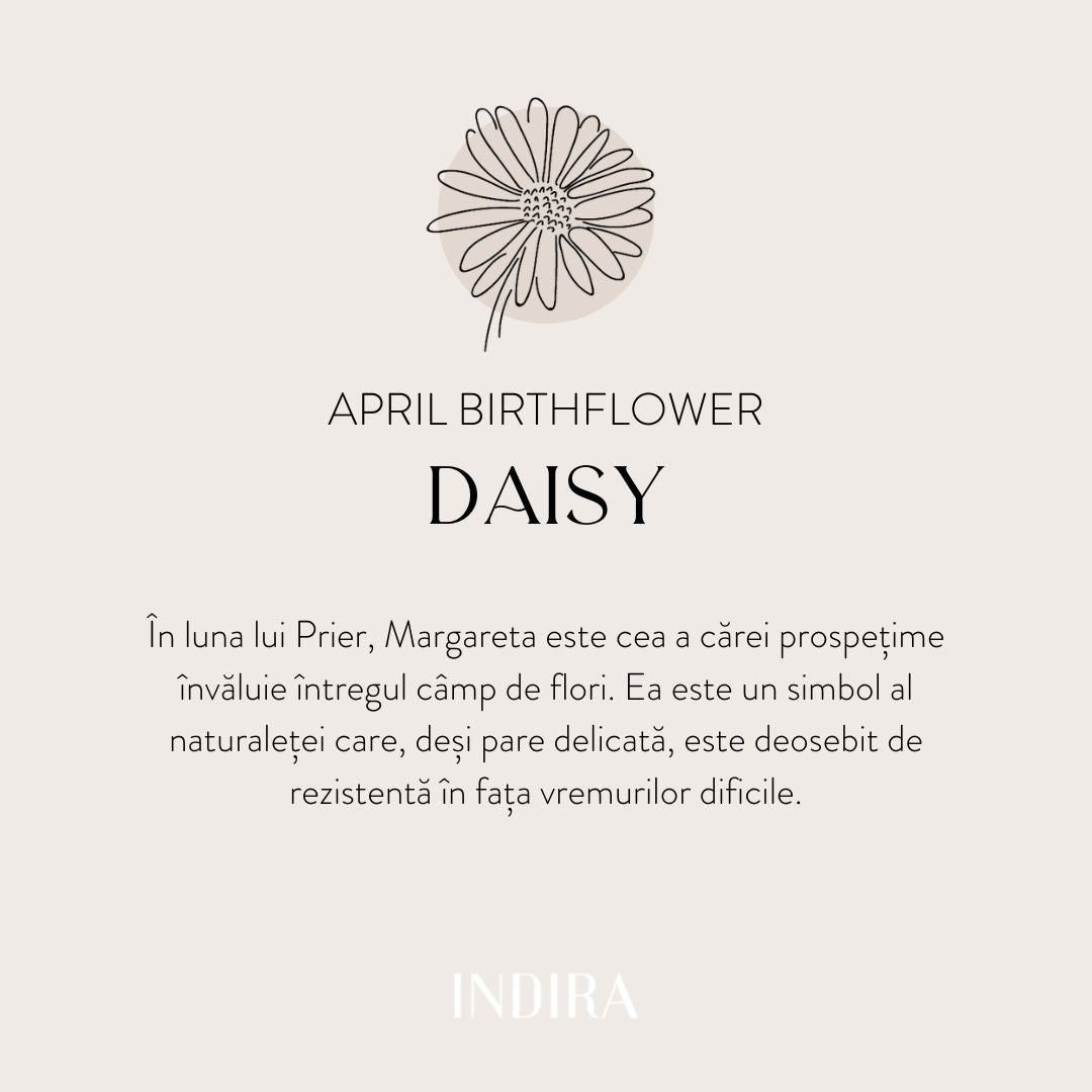 Bransoletka ze sznurka z białego złota Birth Flower - Kwiecień Stokrotka - Indira