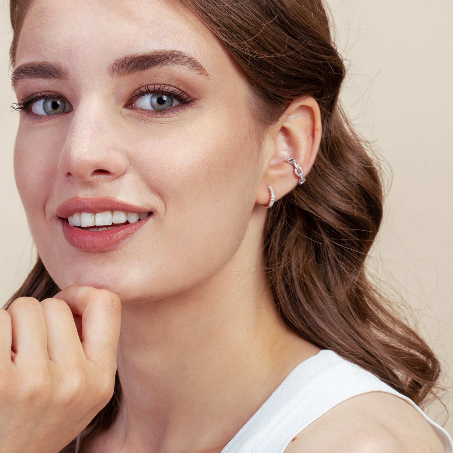 Cercei din argint Sadie Golden - Zirconiu - Indira