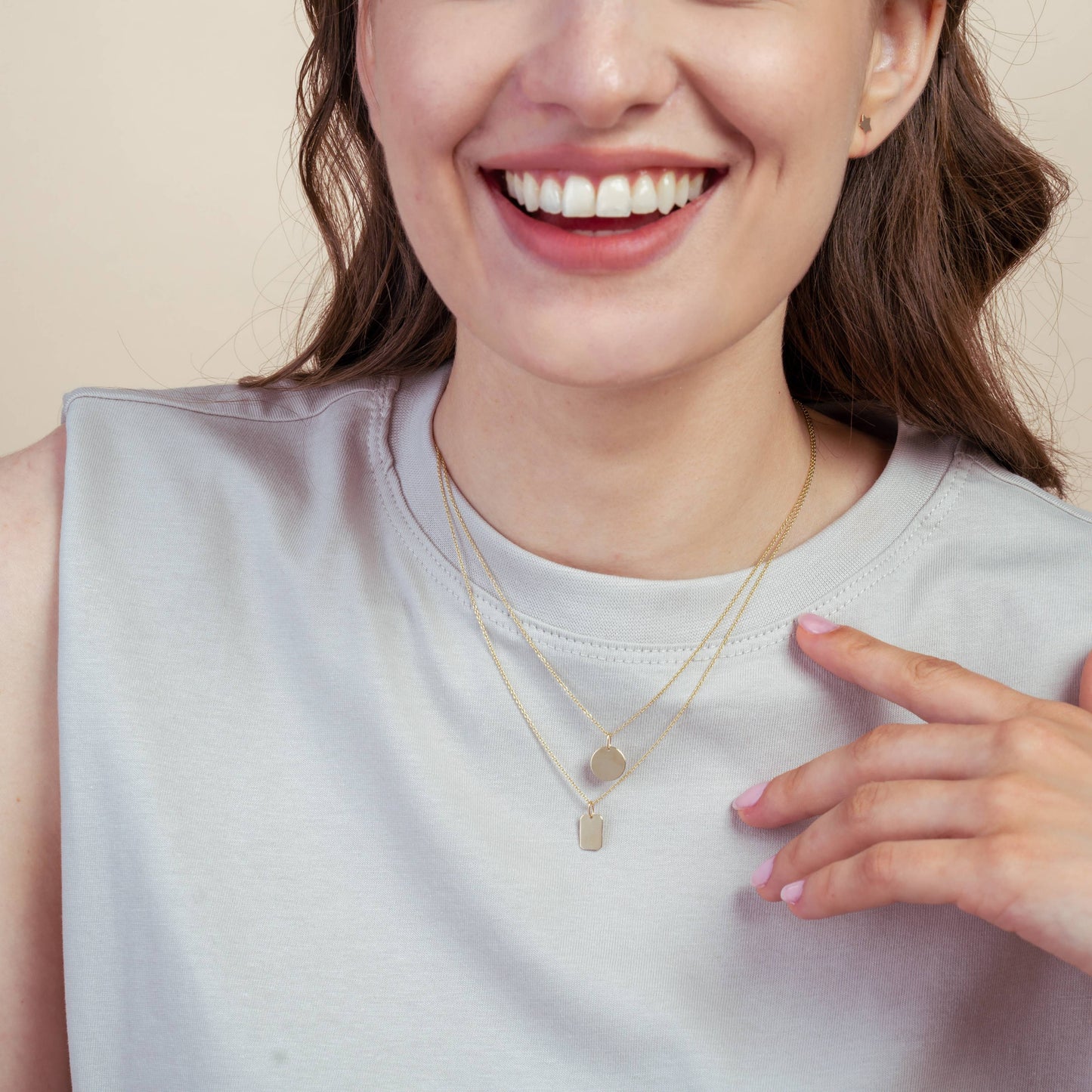 Pandantiv din aur Rectangle - gravabil - Indira