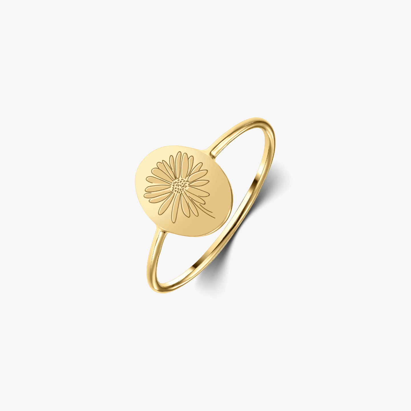 Srebrny pierścionek Birth Flower Golden - Kwiecień Stokrotka - Indira
