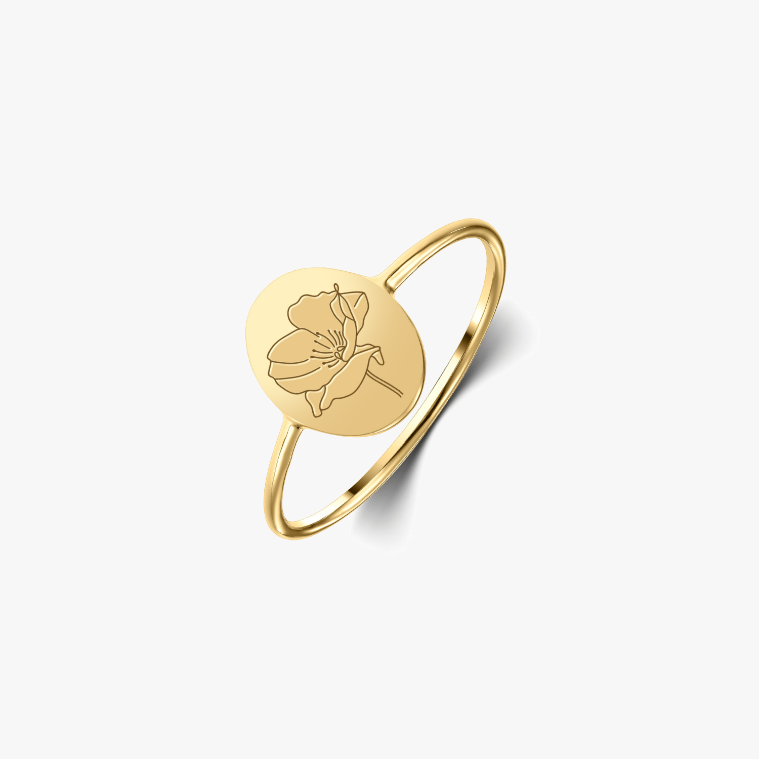 Srebrny pierścionek Birth Flower Golden - Sierpień Mak - Indira
