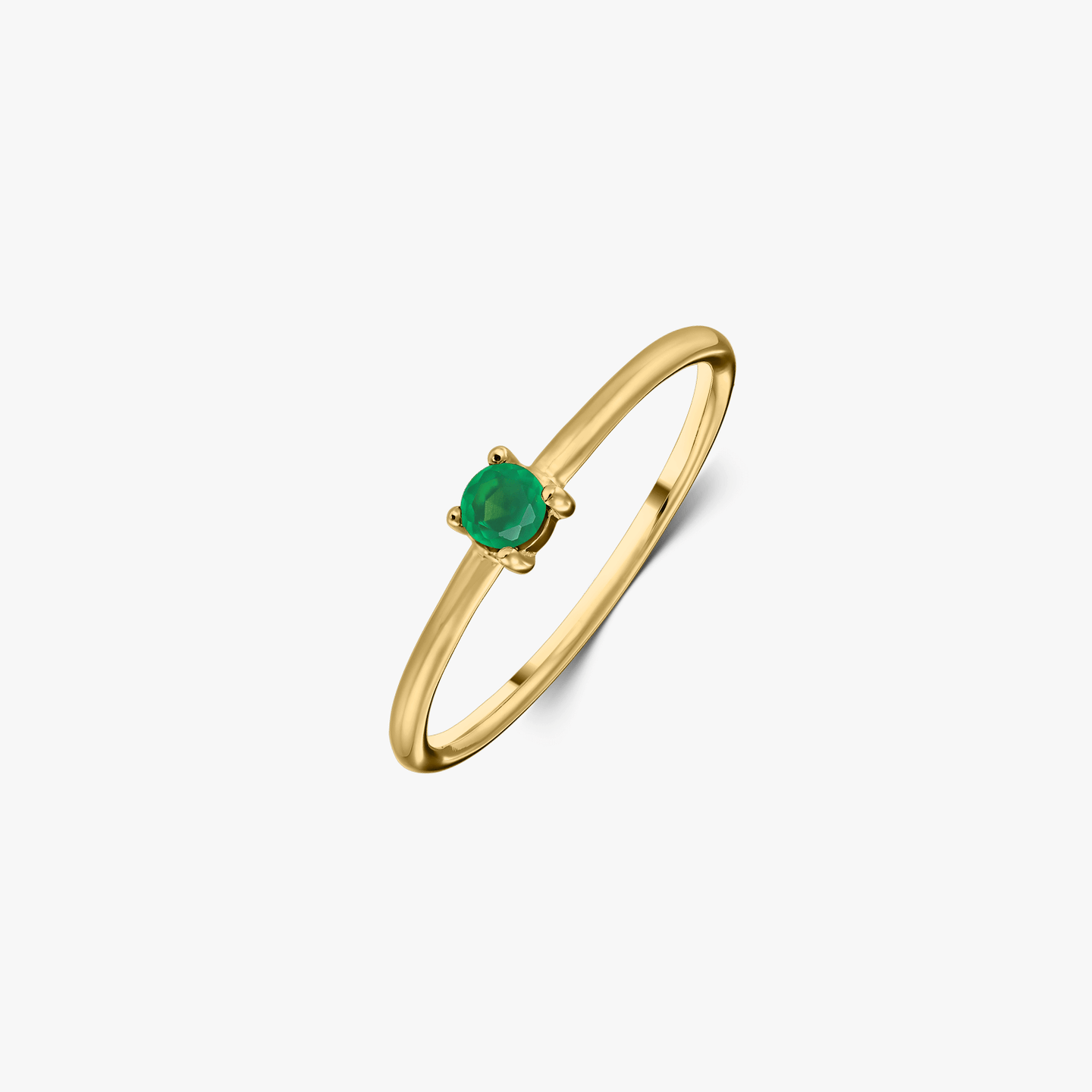 Srebrny pierścionek Birthstone Golden May - Zielony Onyx - Indira