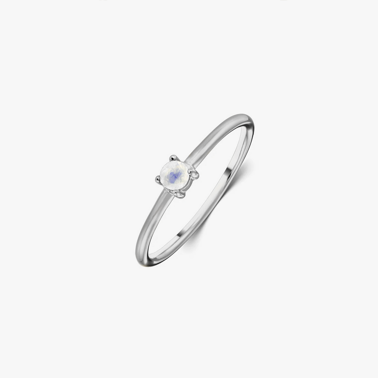 Srebrny pierścionek Birthstone Czerwiec - Kamień Księżycowy - Indira