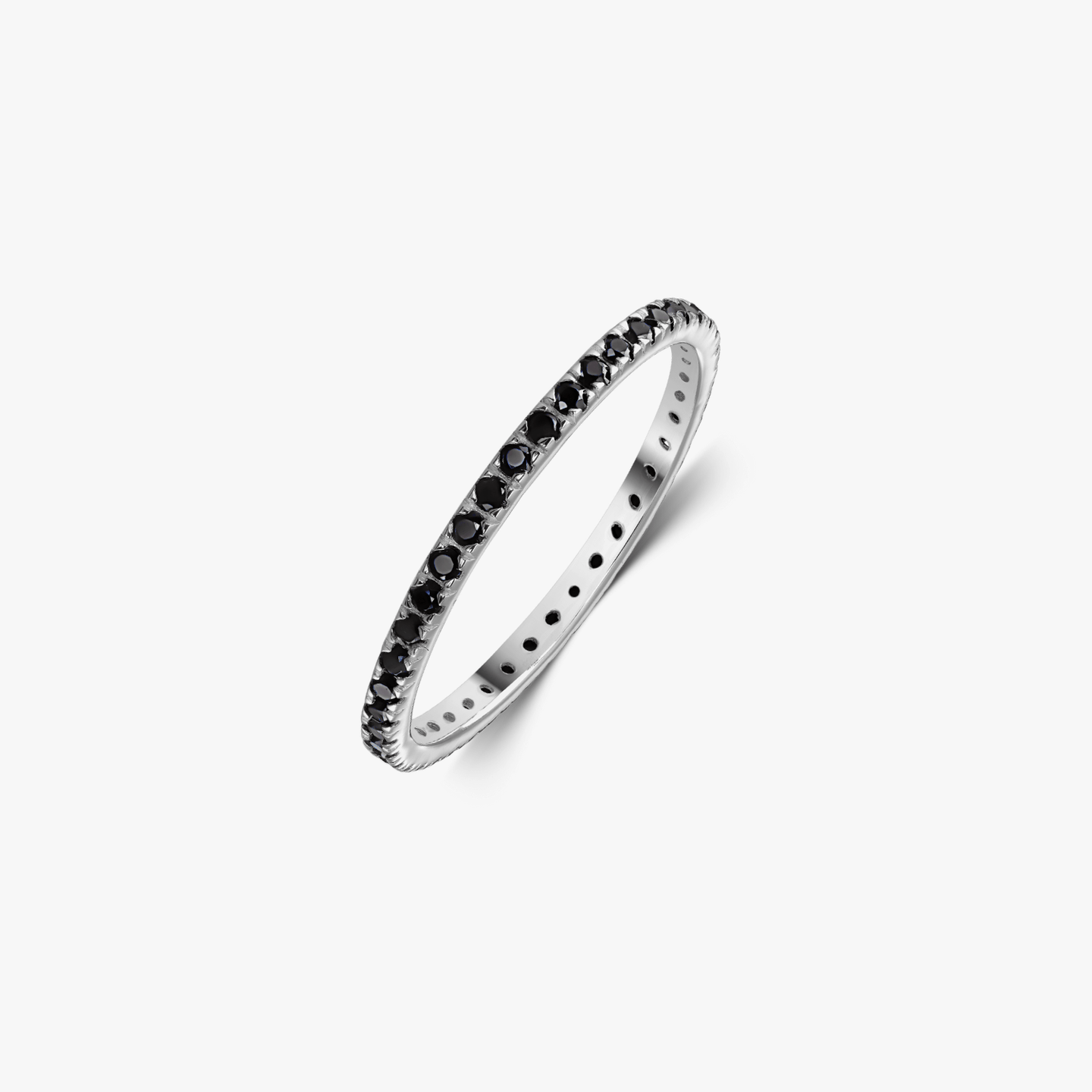 Pierścionek srebrny Classic Eternity - Czarny Onyx - Indira