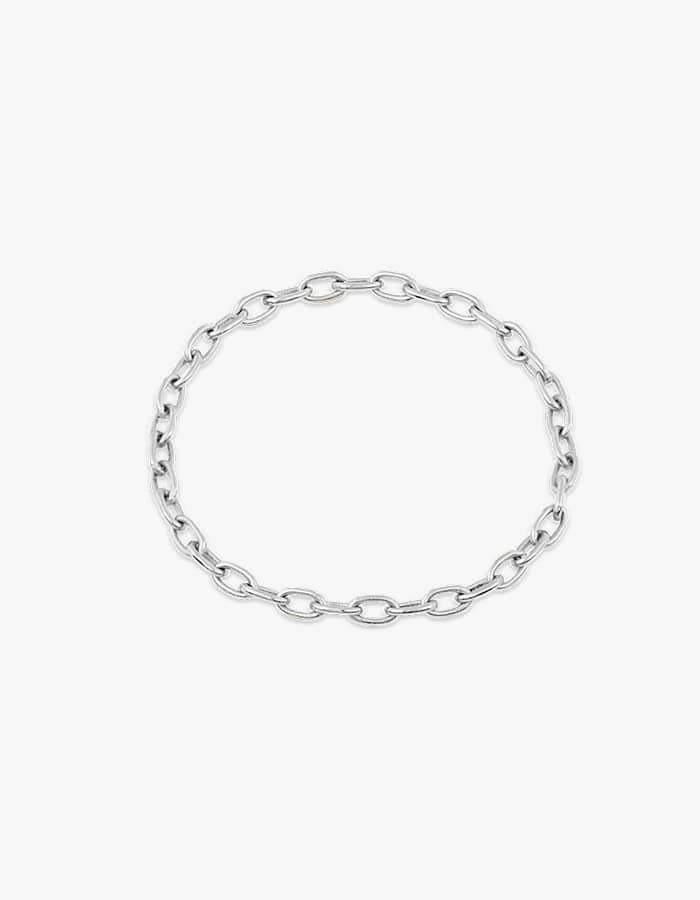 Pierścionek z łańcuchem z 14K złota - Białe Złoto - Indira