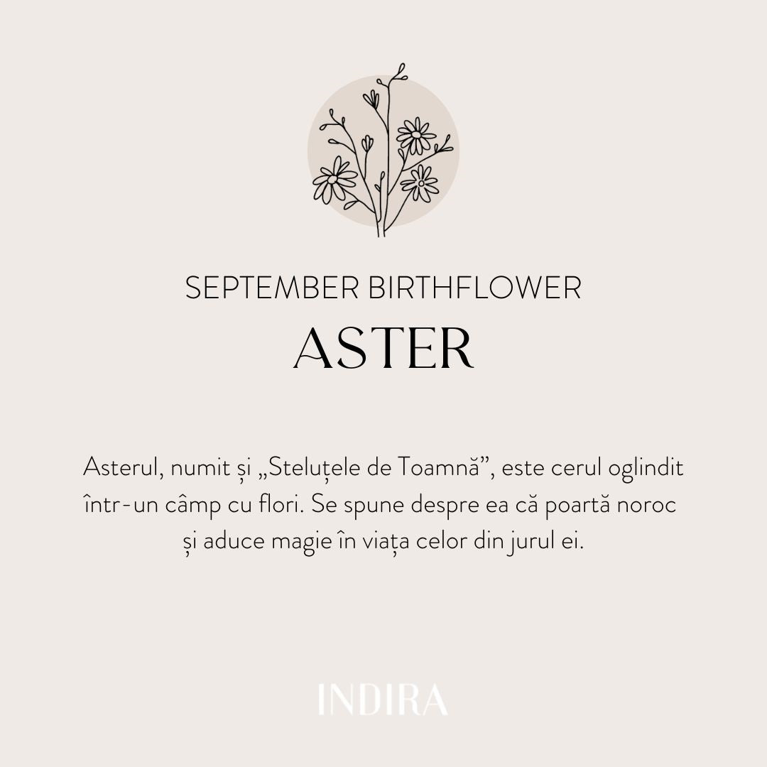 Srebrna bransoletka sznurkowa Golden Birth Flower - Wrzesień Aster - Indira