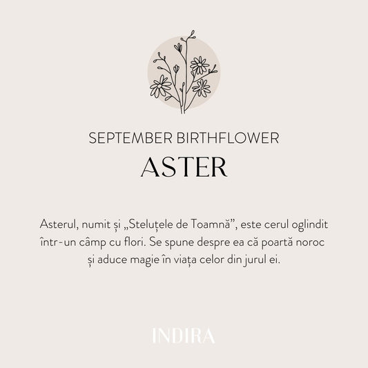 Pandantiv din aur Birth Flower - September Aster - Indira