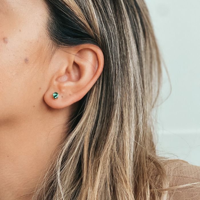 Kolczyki srebrne Golden Reina - Zielony Cyrkon - Indira