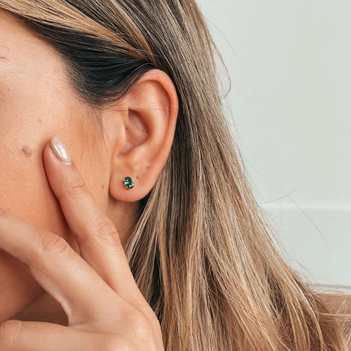 Kolczyki srebrne Golden Reina - Zielony Cyrkonia - Indira