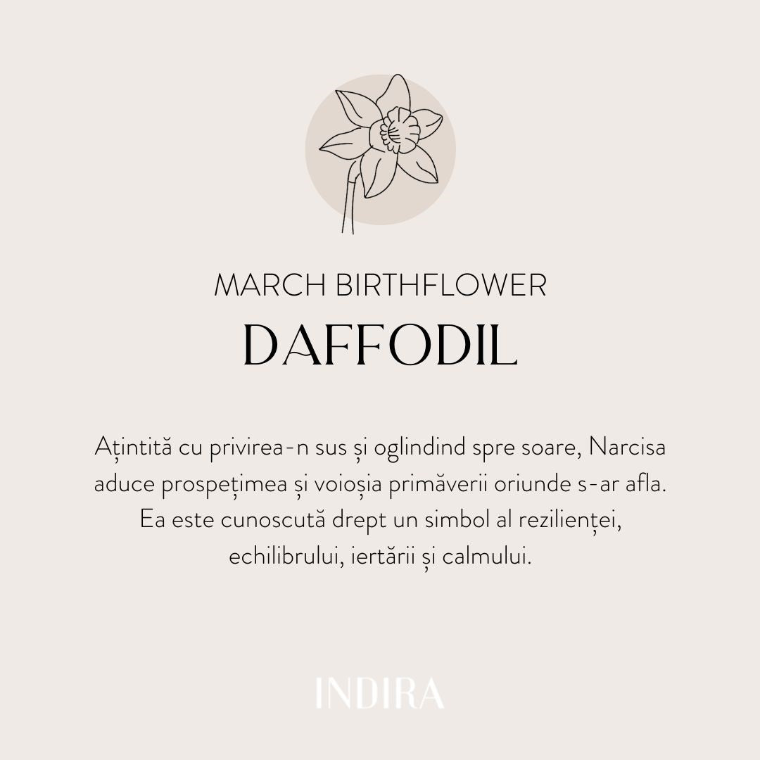 Srebrna bransoletka sznurkowa Golden Birth Flower - March Daffodil - Indira