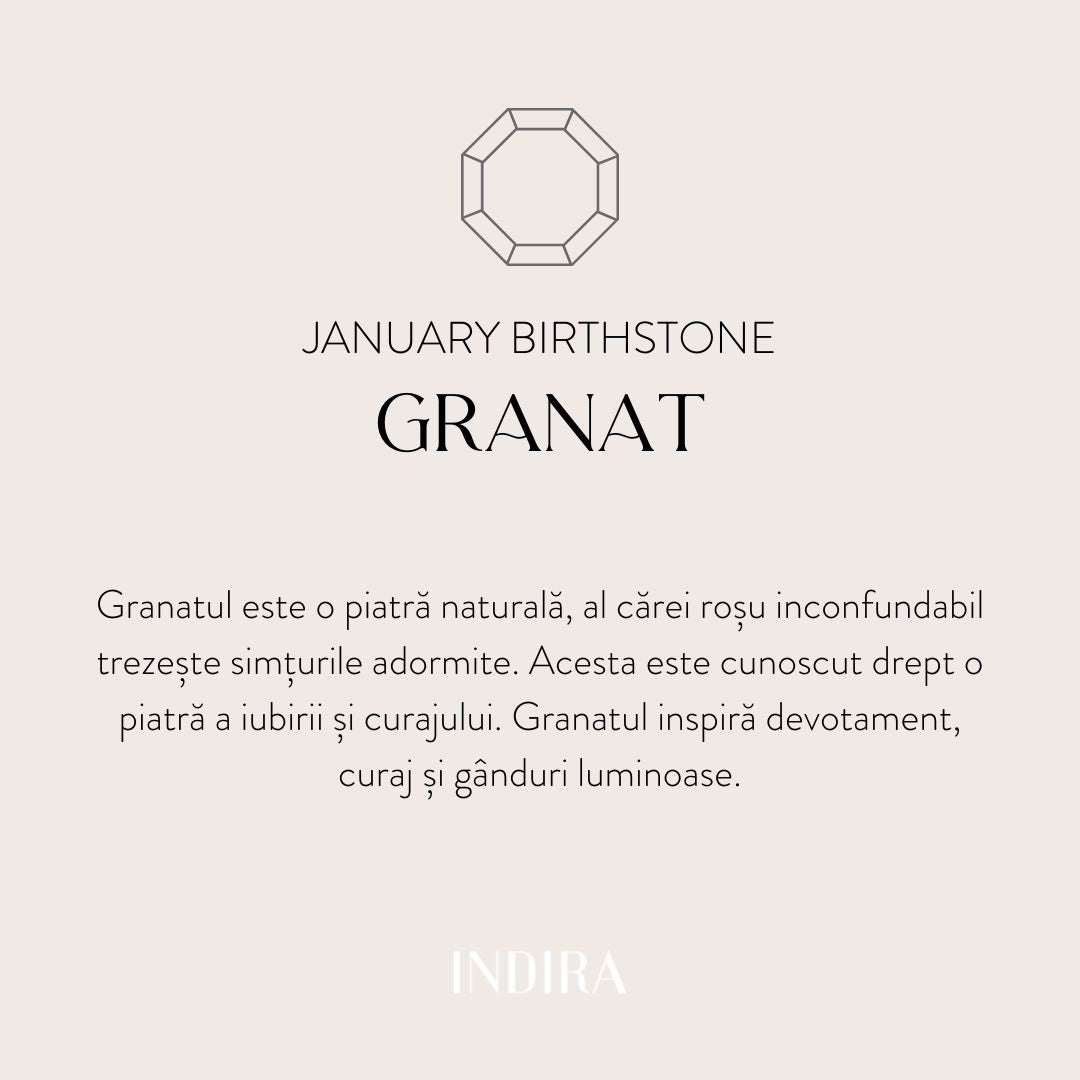 Kolczyki srebrne Birthstone Styczeń - Granat - Indira