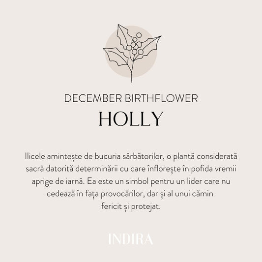 Pandantiv din aur Birth Flower - December Holly - Indira