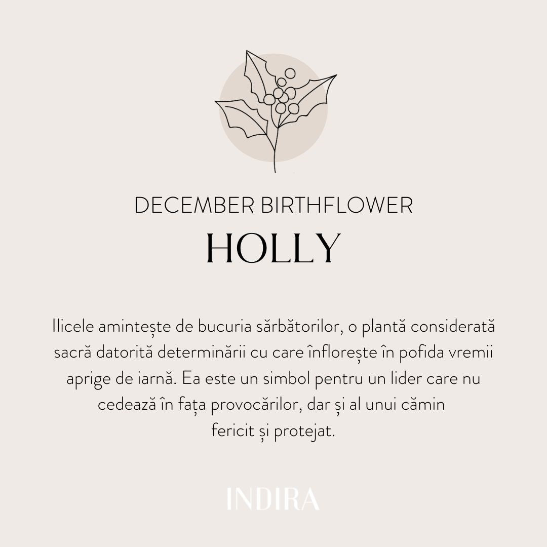 Srebrna bransoletka sznurkowa Golden BirthFlower - December Holly - Indira