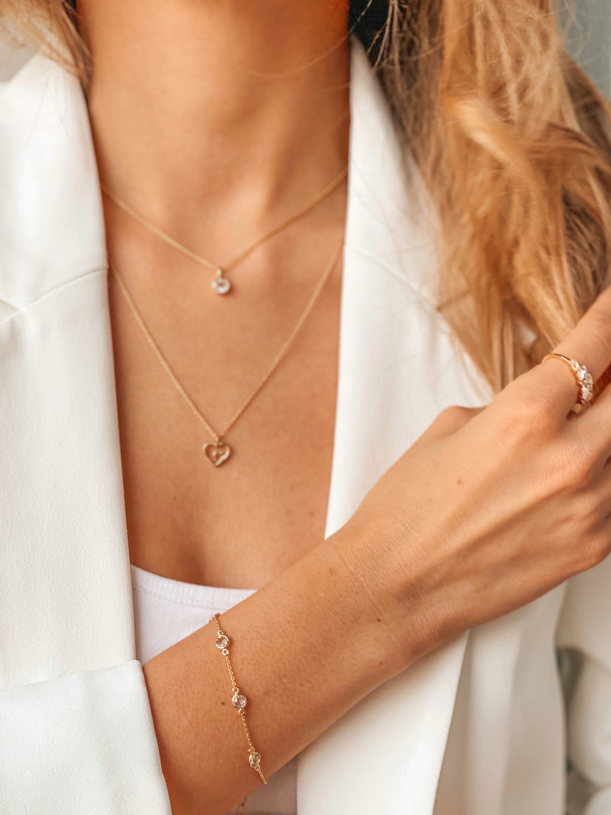 Srebrna bransoletka z kamieniem narodzin Golden December - Niebieski Topaz - Indira