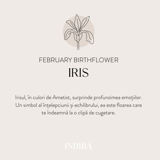 Pandantiv din aur alb Birth Flower - February Iris - Indira