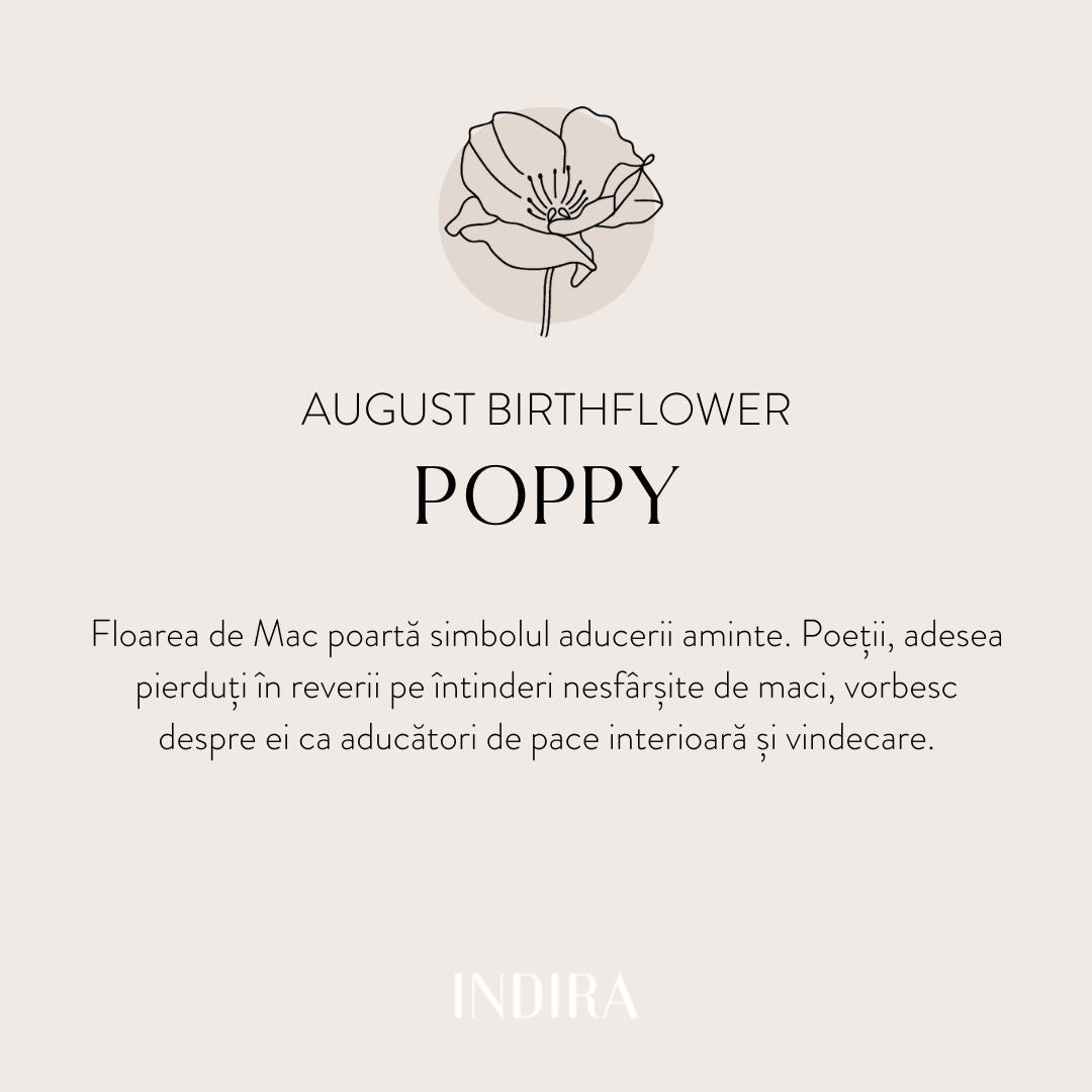 Złoty wisiorek Birth Flower - Sierpień Mak - Indira