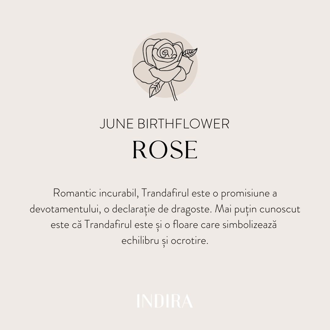 Wisiorek z białego złota Birth Flower - Czerwcowa Róża - Indira