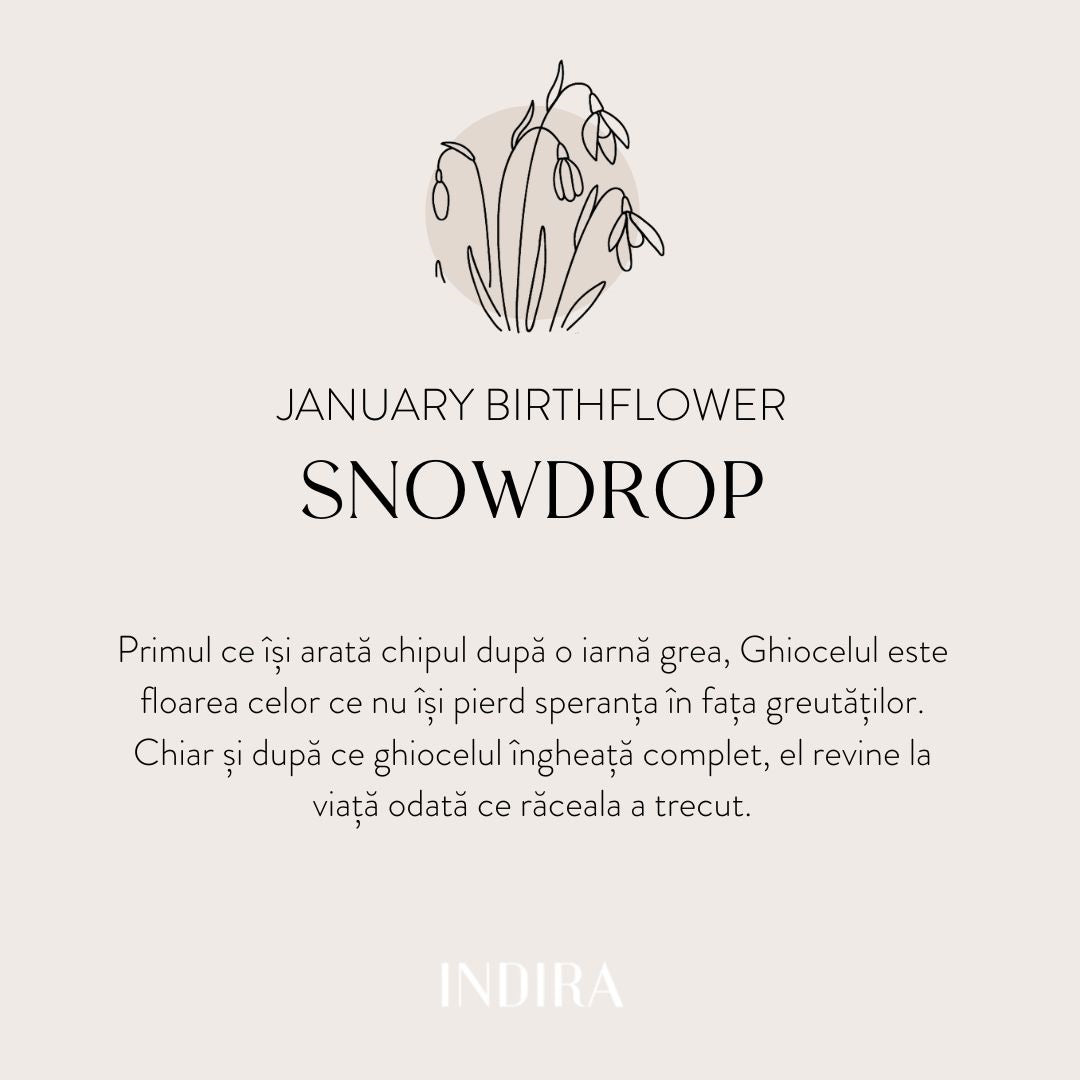 Srebrna bransoletka z sznurkiem Golden Birth Flower - Styczeń Śnieżyczka - Indira