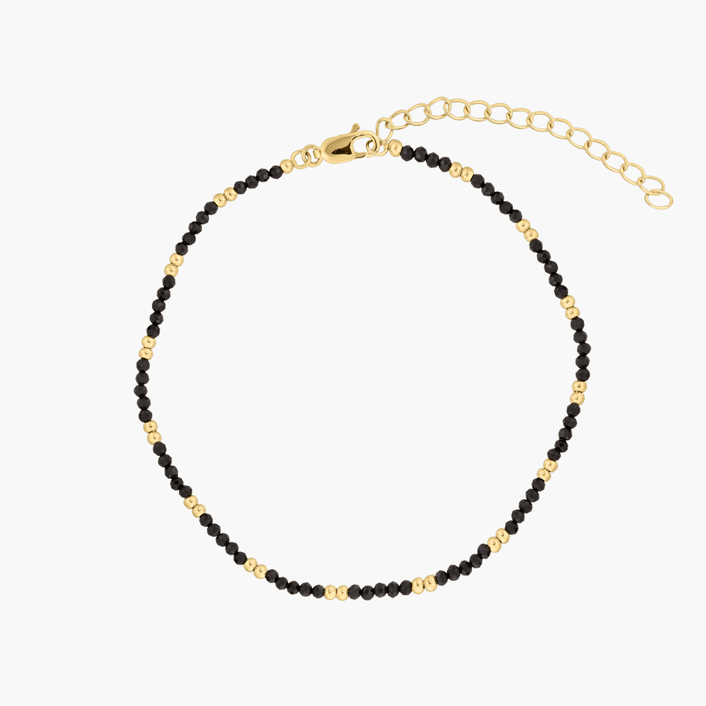 Srebrna bransoletka na kostkę Golden Summerscape - Czarny Spinel - Indira