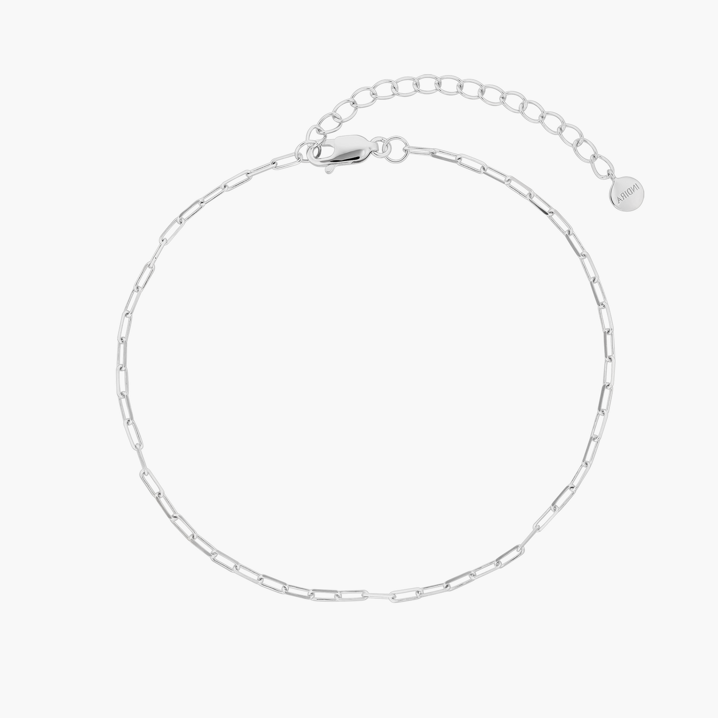 Srebrna bransoletka na kostkę Paperclip - Indira