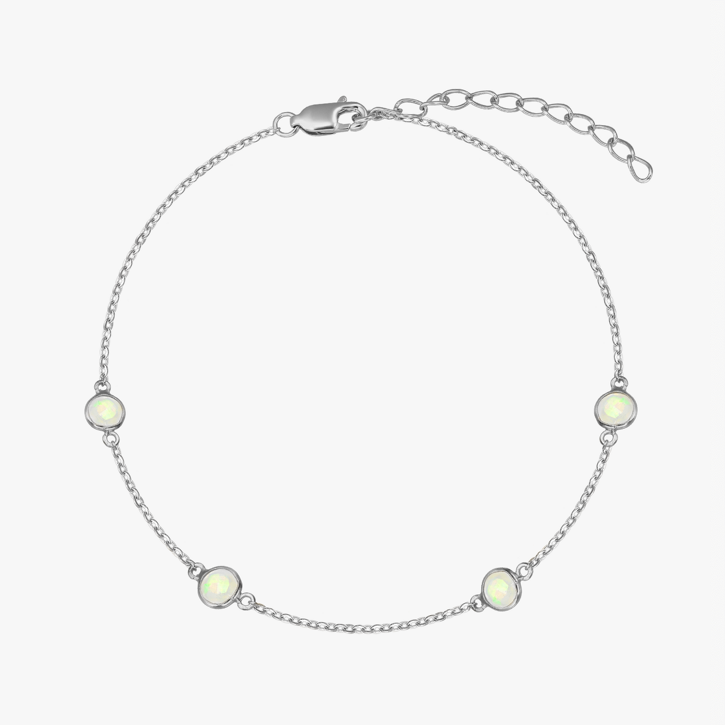 Srebrna bransoletka Birthstone październik - Opal - Indira