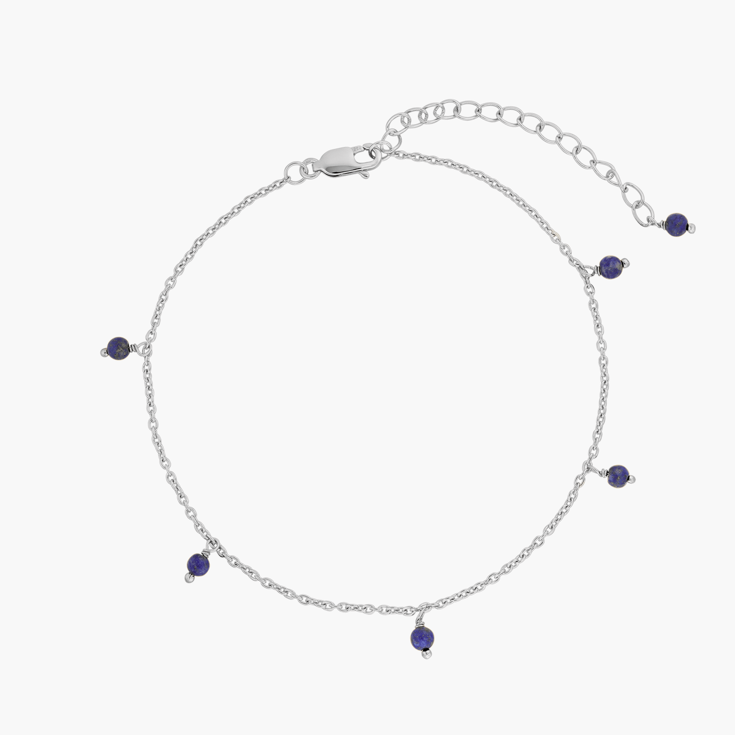 Srebrna bransoletka na kostkę Gem Droplet - Lapis - Indira