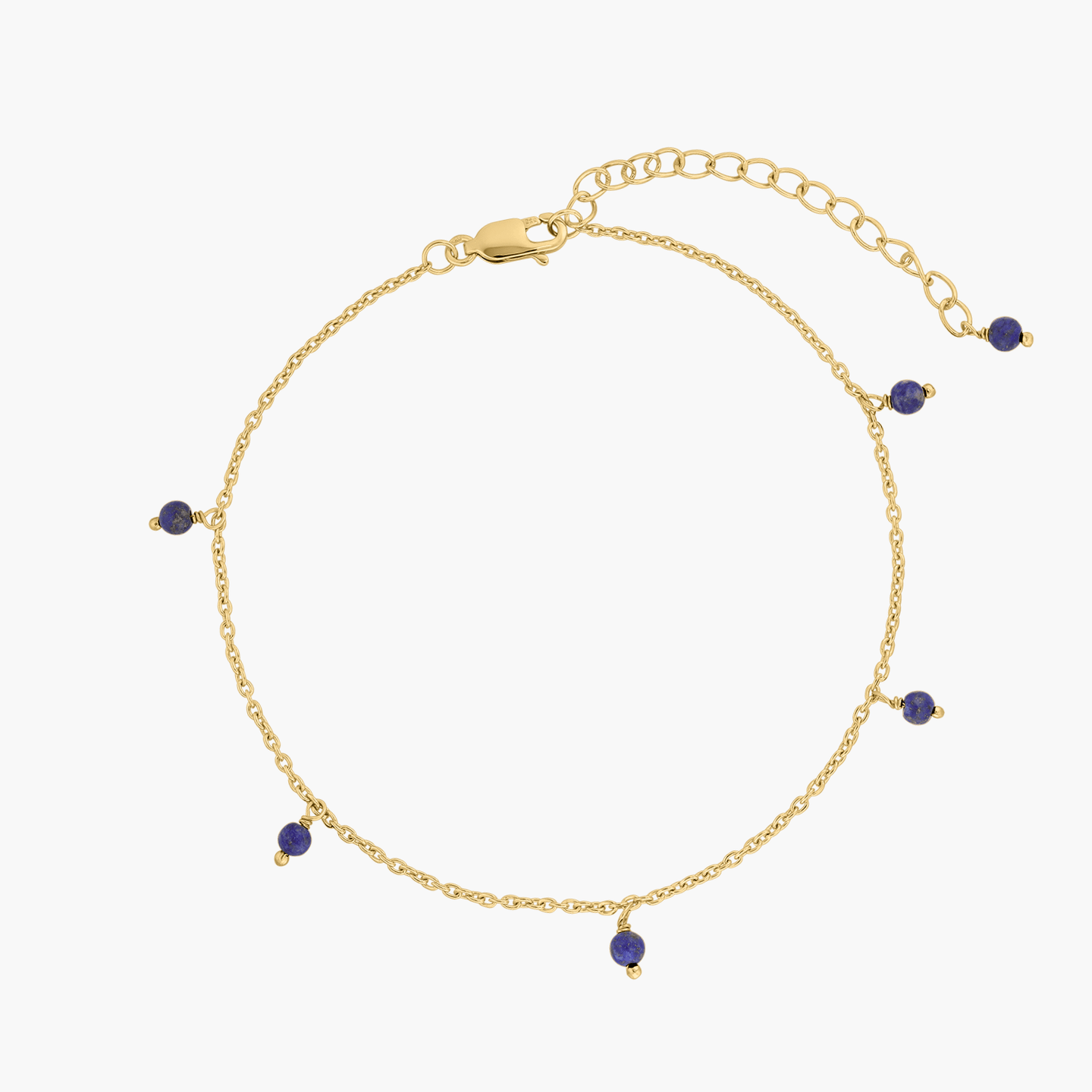 Srebrna bransoletka na kostkę Golden Gem Droplet - Lapis Lazuli - Indira