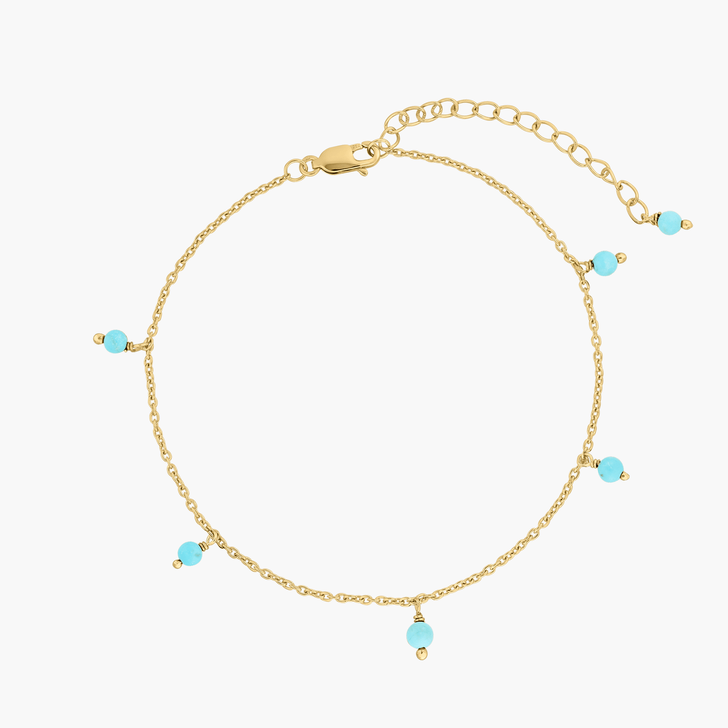 Srebrna bransoletka na kostkę Golden Gem Droplet - Turkus - Indira