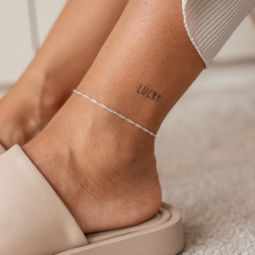 Srebrna bransoletka na kostkę Singapore - Indira