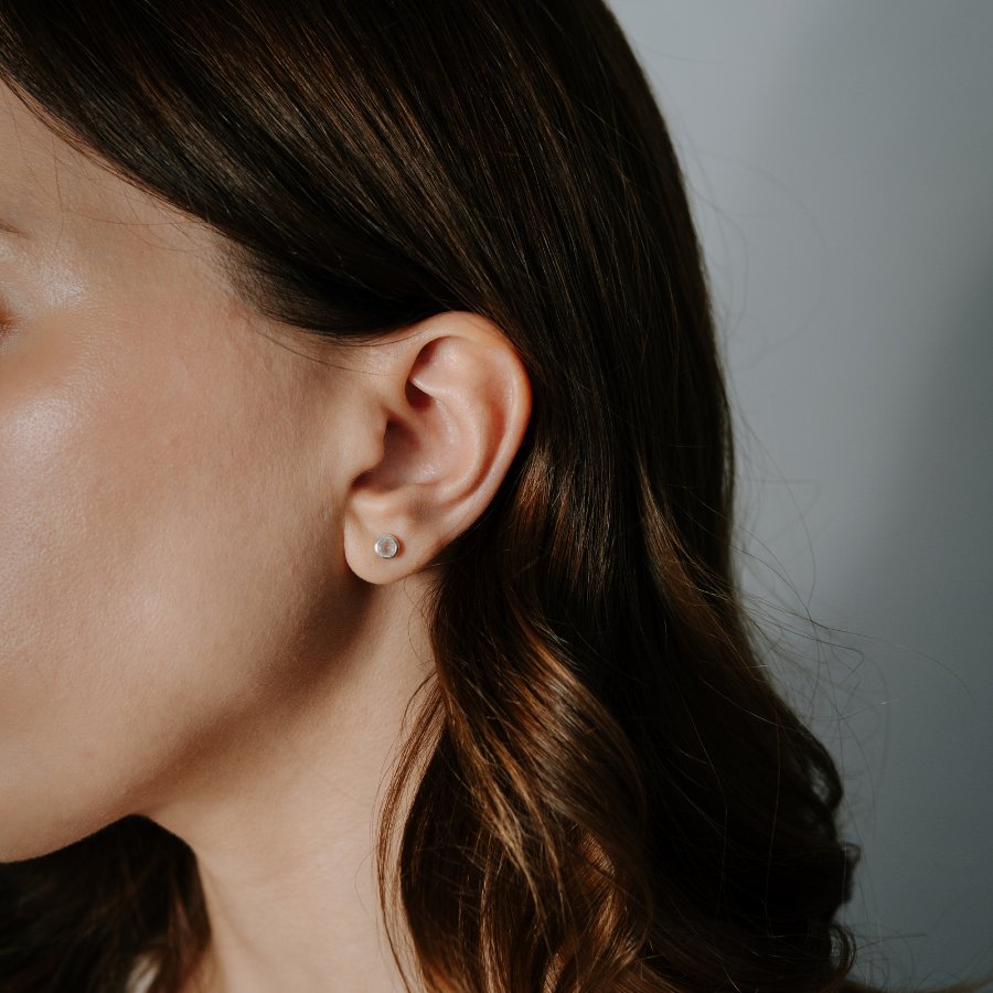 Birthstone Golden silver earrings - Rose Quartz