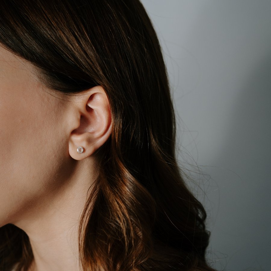 Birthstone Golden silver earrings - Rose Quartz