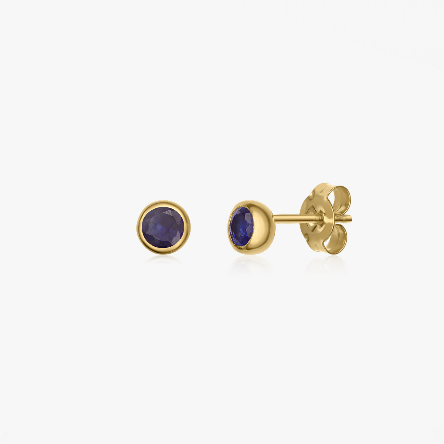 Kolczyki srebrne Birthstone Golden September - Szafir - Indira