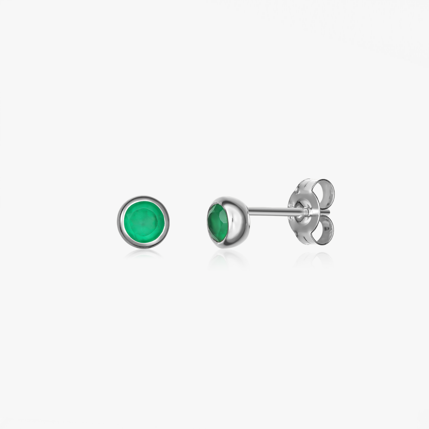 Srebrne kolczyki Birthstone May - Zielony Onyks - Indira