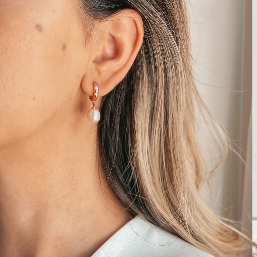 Silver earrings Classic Pearls Rose - Natural Pearls