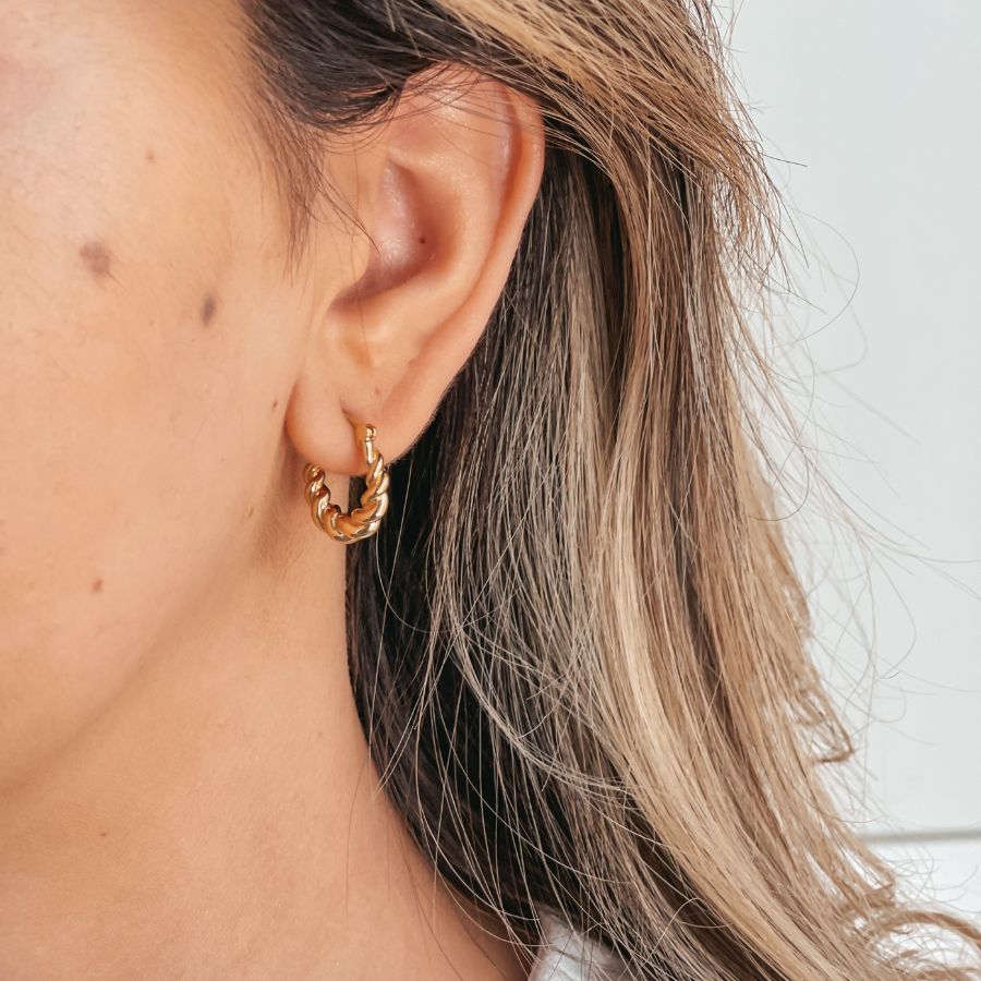 Golden Brioche silver earrings