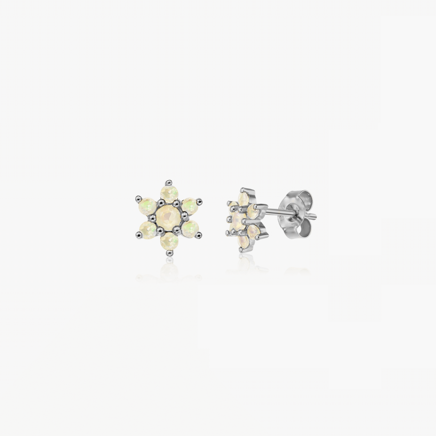 Golden Dahlia silver earrings - Opal