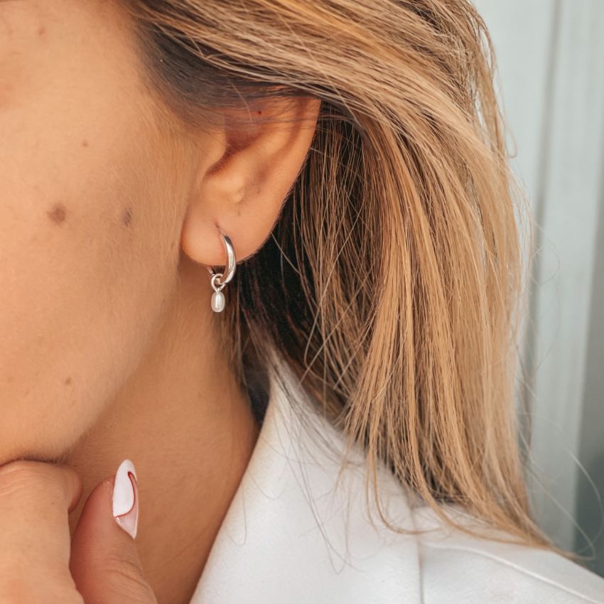 Kolczyki srebrne Little Drop - Naturalne Perły - Indira