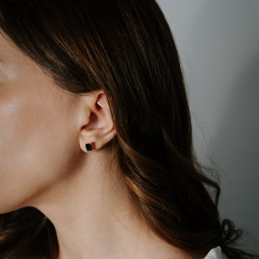 Tessa Golden silver earrings - Blue Topaz London