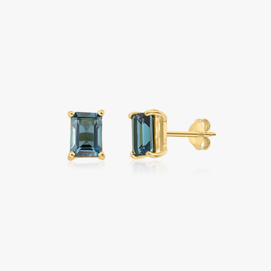 Kolczyki ze srebra 925 pozłacane żółtym złotem Valentina - Topaz Blue Sky
