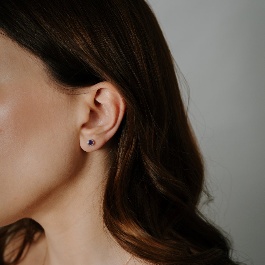 Silver earrings Birthstone February - Amethyst