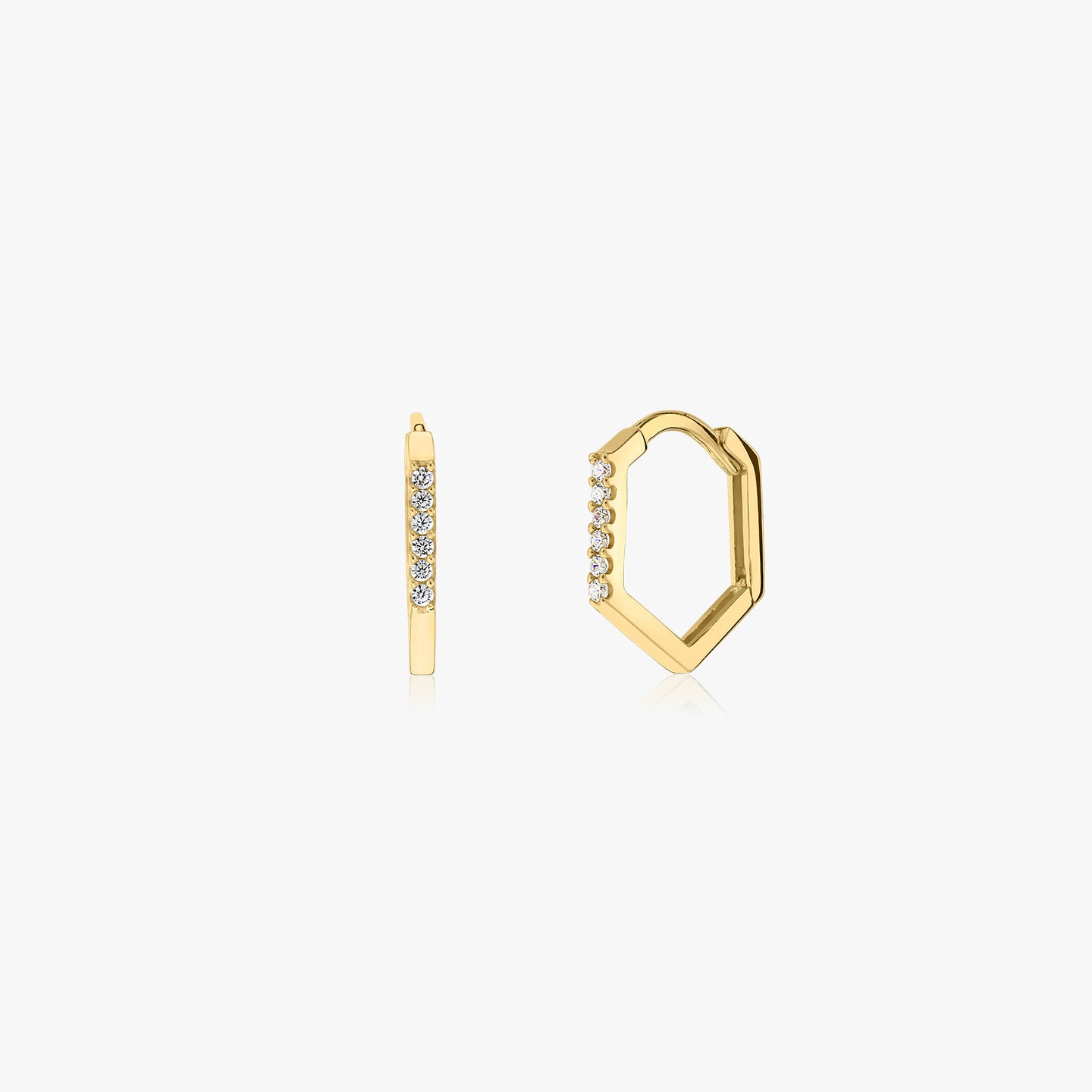 Złote kolczyki Hexagon Hoops - Indira