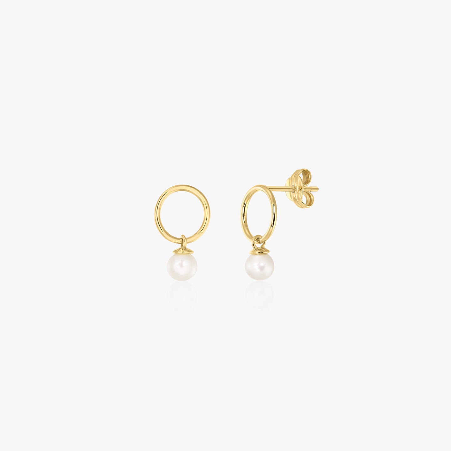 Kolczyki złote Mini Studs - Naturalne perły - Indira