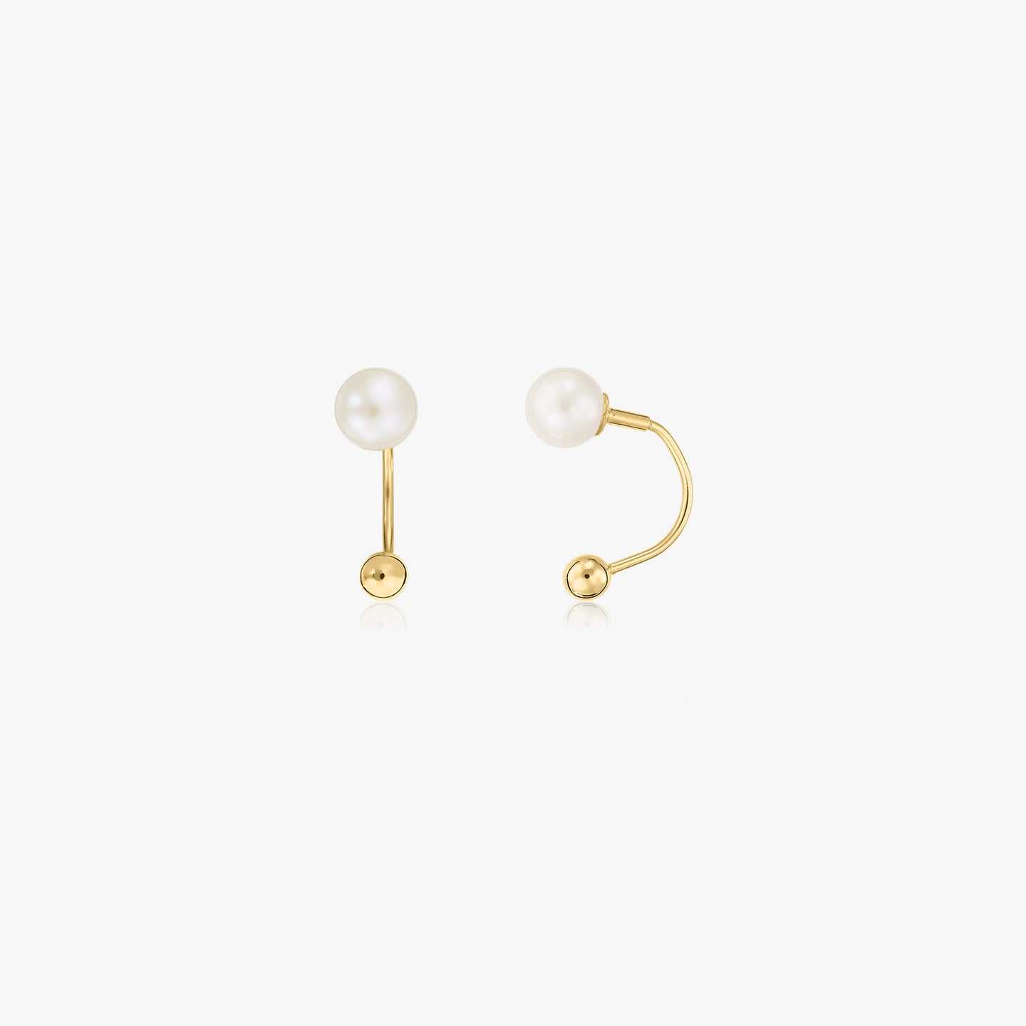 Kolczyki złote Pearl Ear Jacket - Naturalne perły - Indira