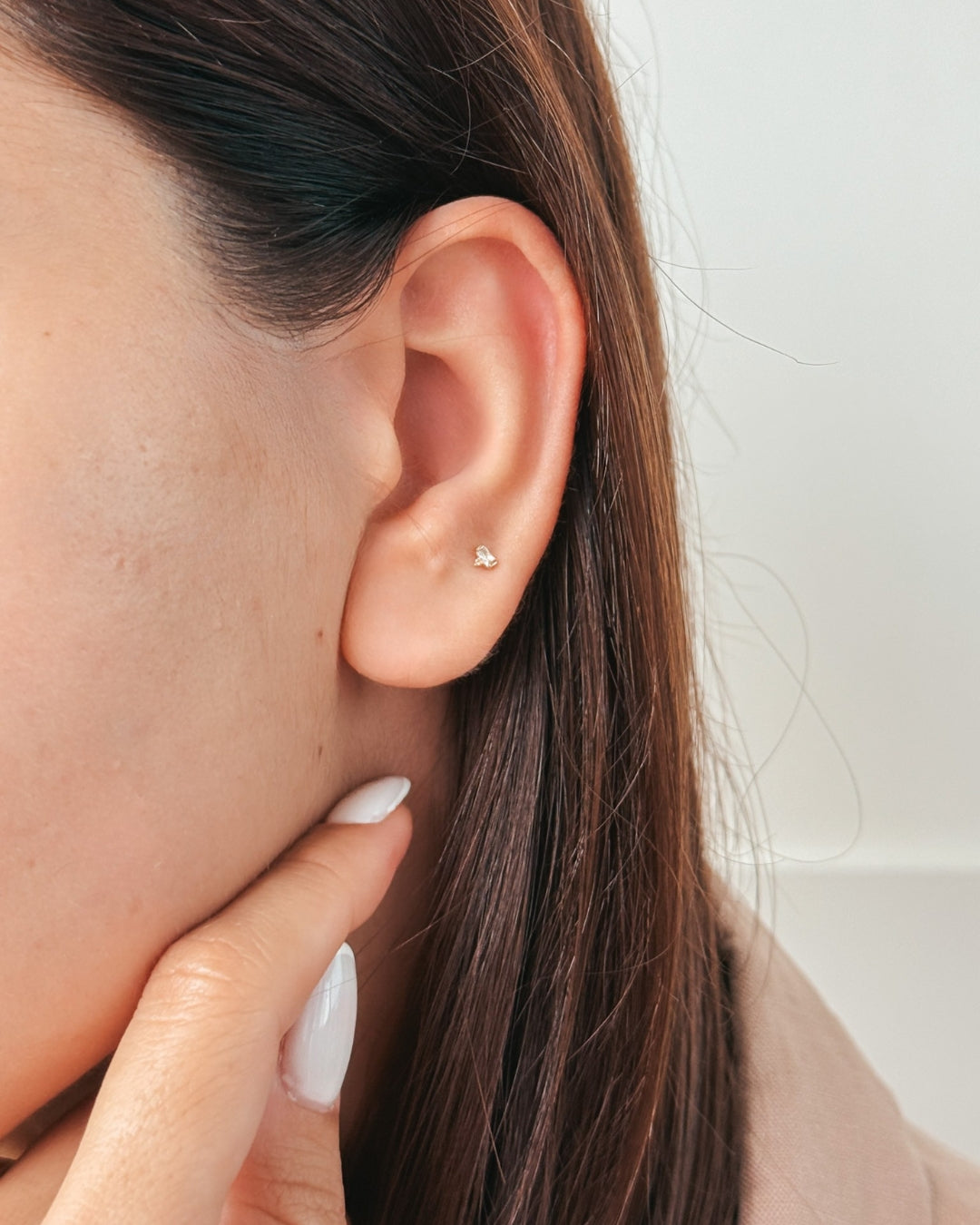 Kolczyki do piercingu labret ze złotego Shine - Cyrkon - Indira