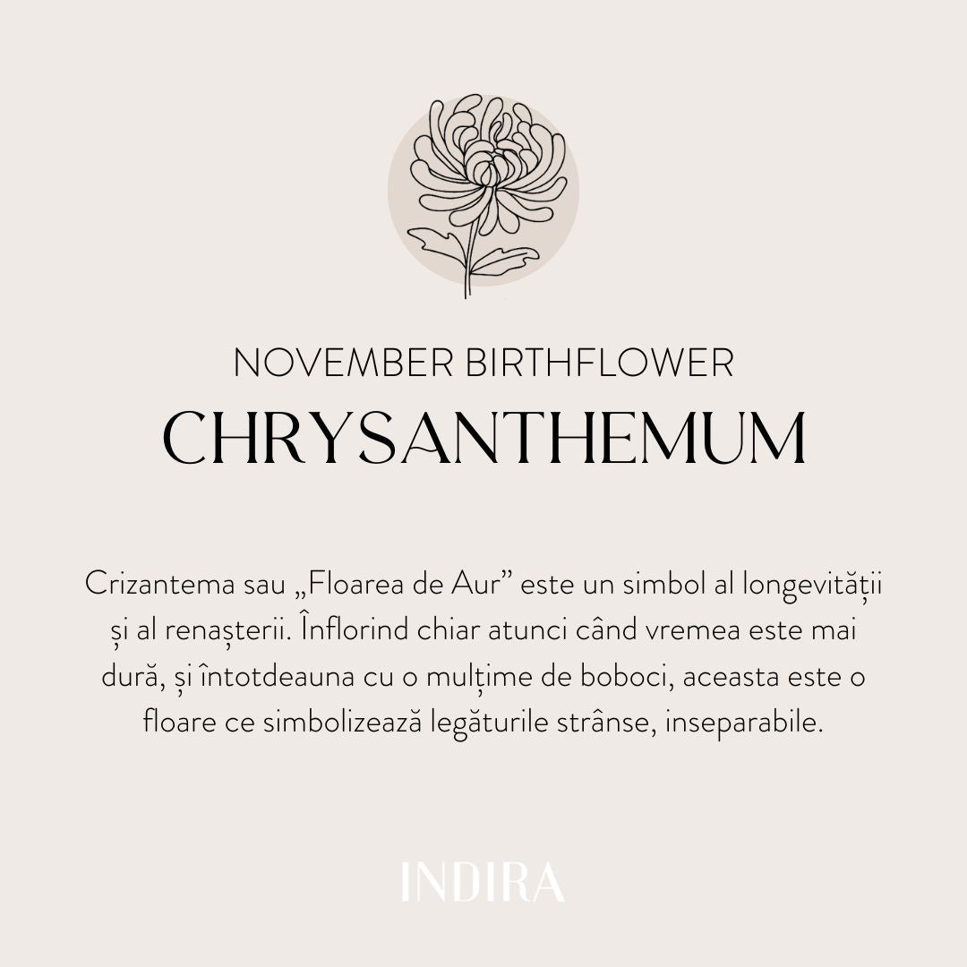 Birth Flower - November Chrysanthemum white gold cord bracelet for children