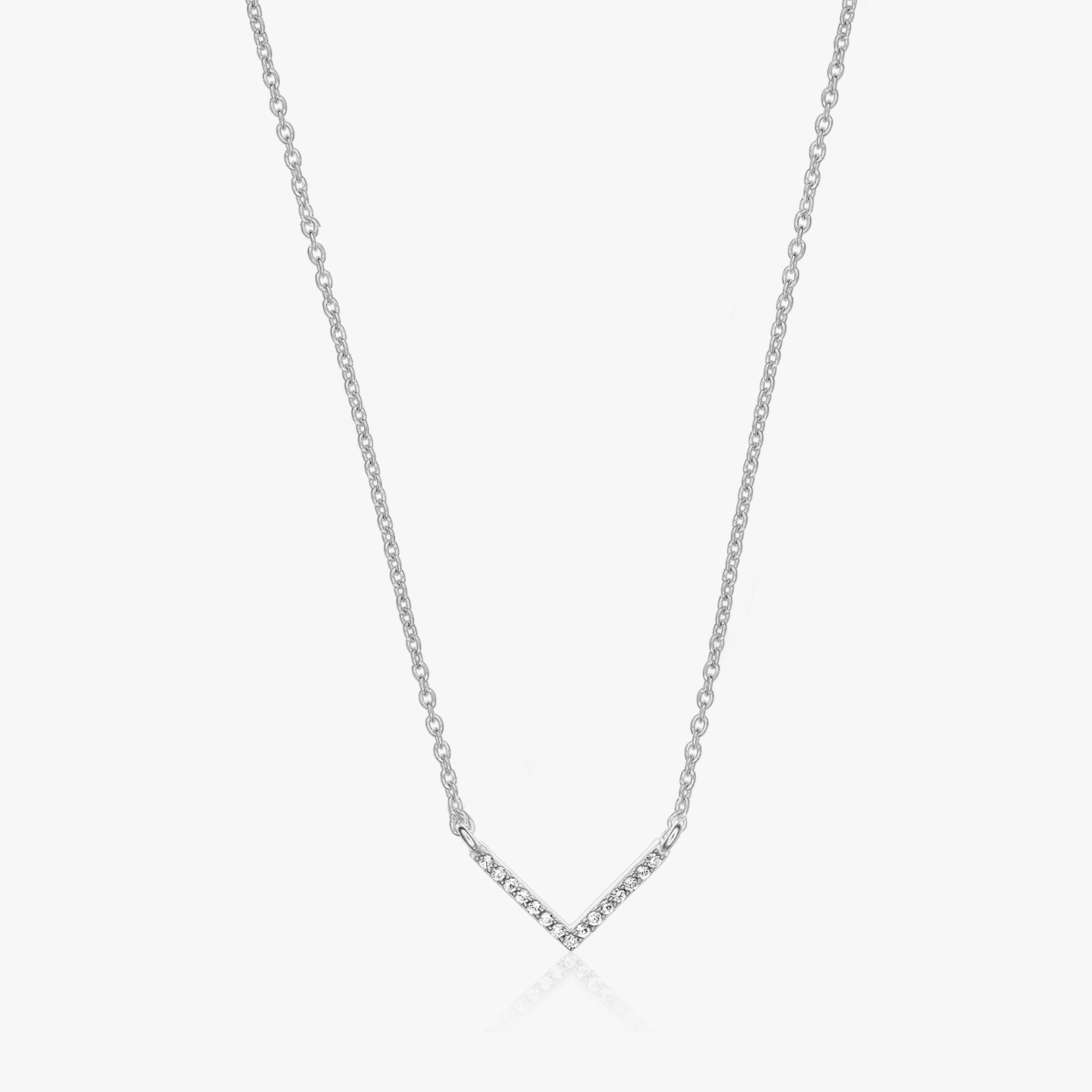 Naszyjnik srebrny V Neck - Cyrkonia - Indira