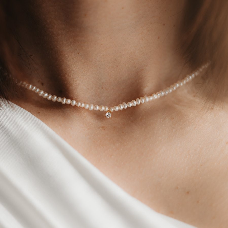 Colier din argint Golden Fairy - Perle de cultura - Indira