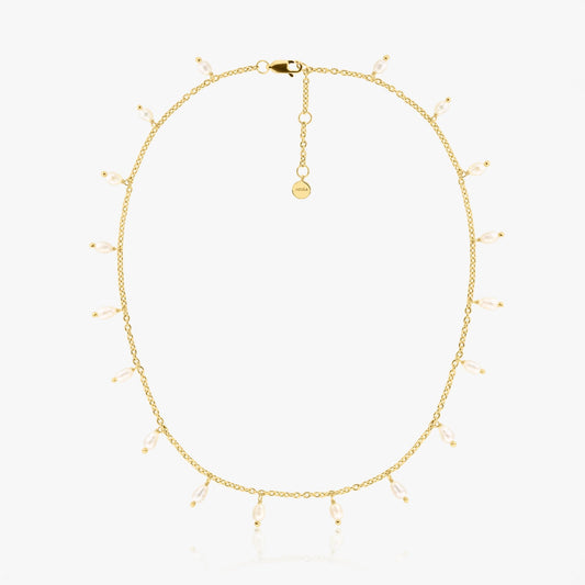 Colier din argint Golden Pearl Drops - Perle Naturale - Indira