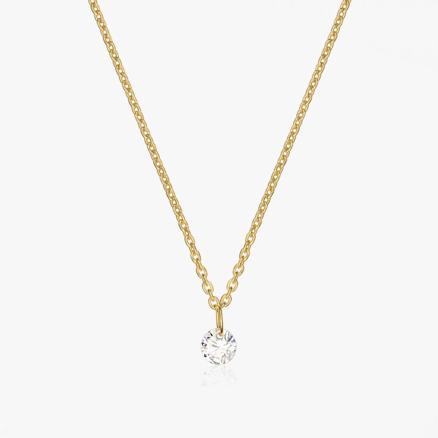 Naszyjnik srebrny Golden Solitaire - Cyrkonia - Indira