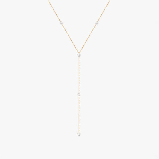 Naszyjnik z Żółtego Złota z Diamentowymi Kroplami - Diamenty